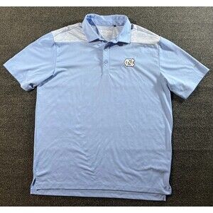 NC Tarheels Columbia Sportswear‎ Short Sleeve Polo Shirt Men L Light Blue Logo